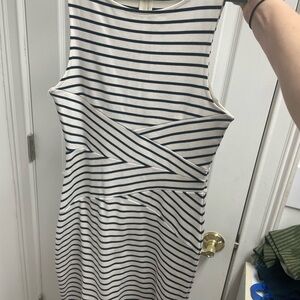 Black Swan Navy and White Striped Midi Dress